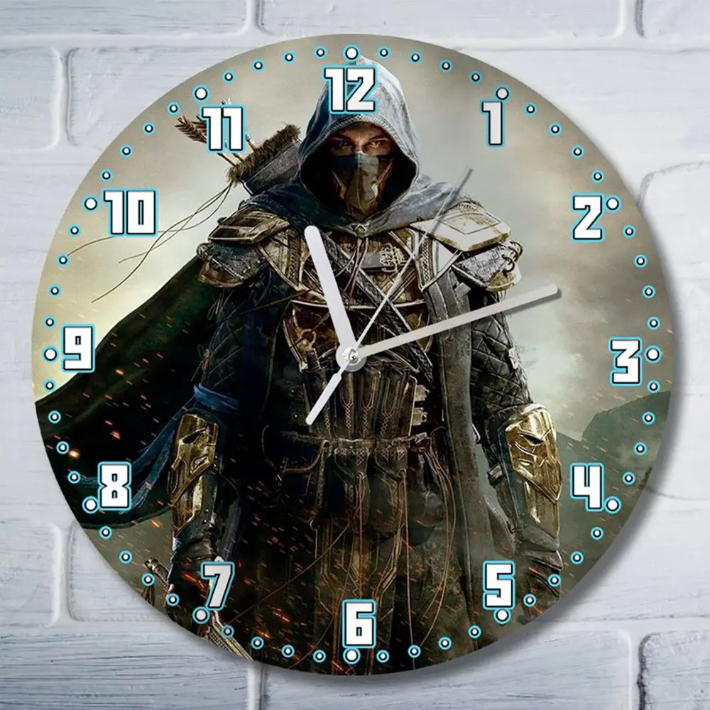 Фото Настенные часы круглые 27 см Бруталити игры The Elder of Scrolls Online Tamriel - 6604 цвет черный