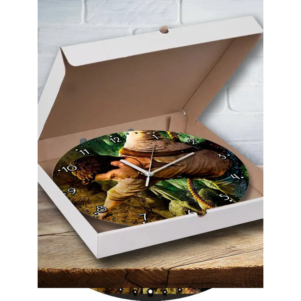 Фото Настенные часы круглые 27 см Бруталити игры Uncharted - 3549 цвет черный