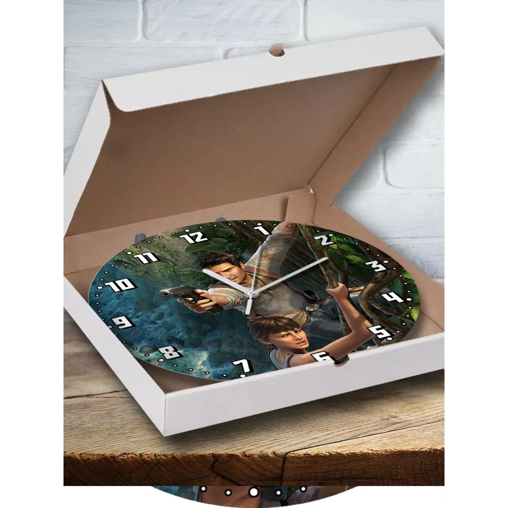 Фото Настенные часы круглые 27 см Бруталити Игры Uncharted Натан Дрейк Коллекция - 2246 цвет черный