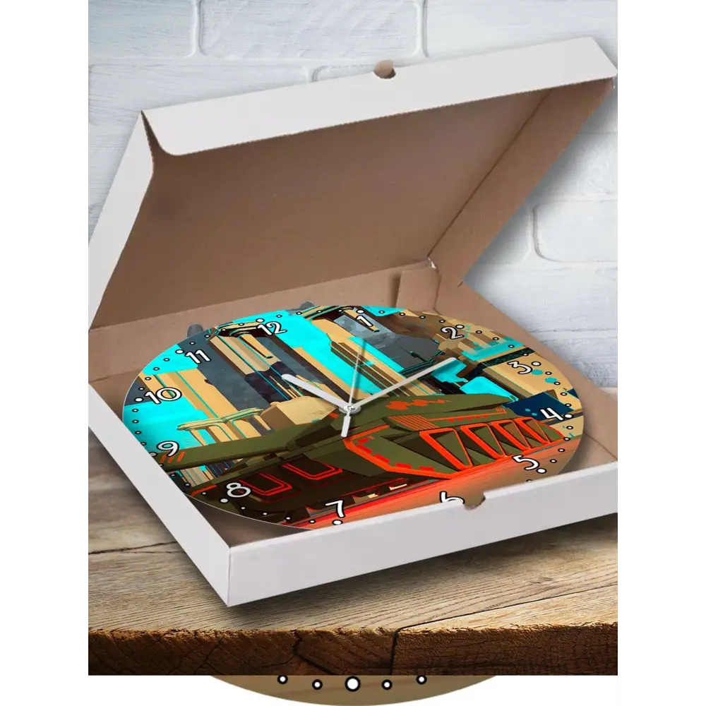 Фото Настенные часы круглые 27 см Бруталити игры VR Battlezone - 3542 цвет черный