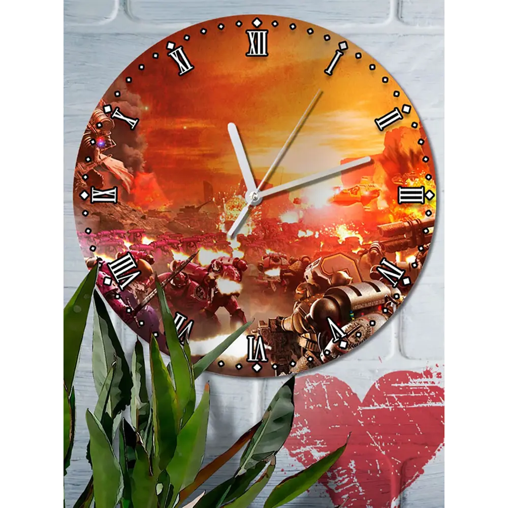 Фото 6 Настенные часы круглые 27 см Бруталити игры Warhammer Battle March 4761 цвет черный