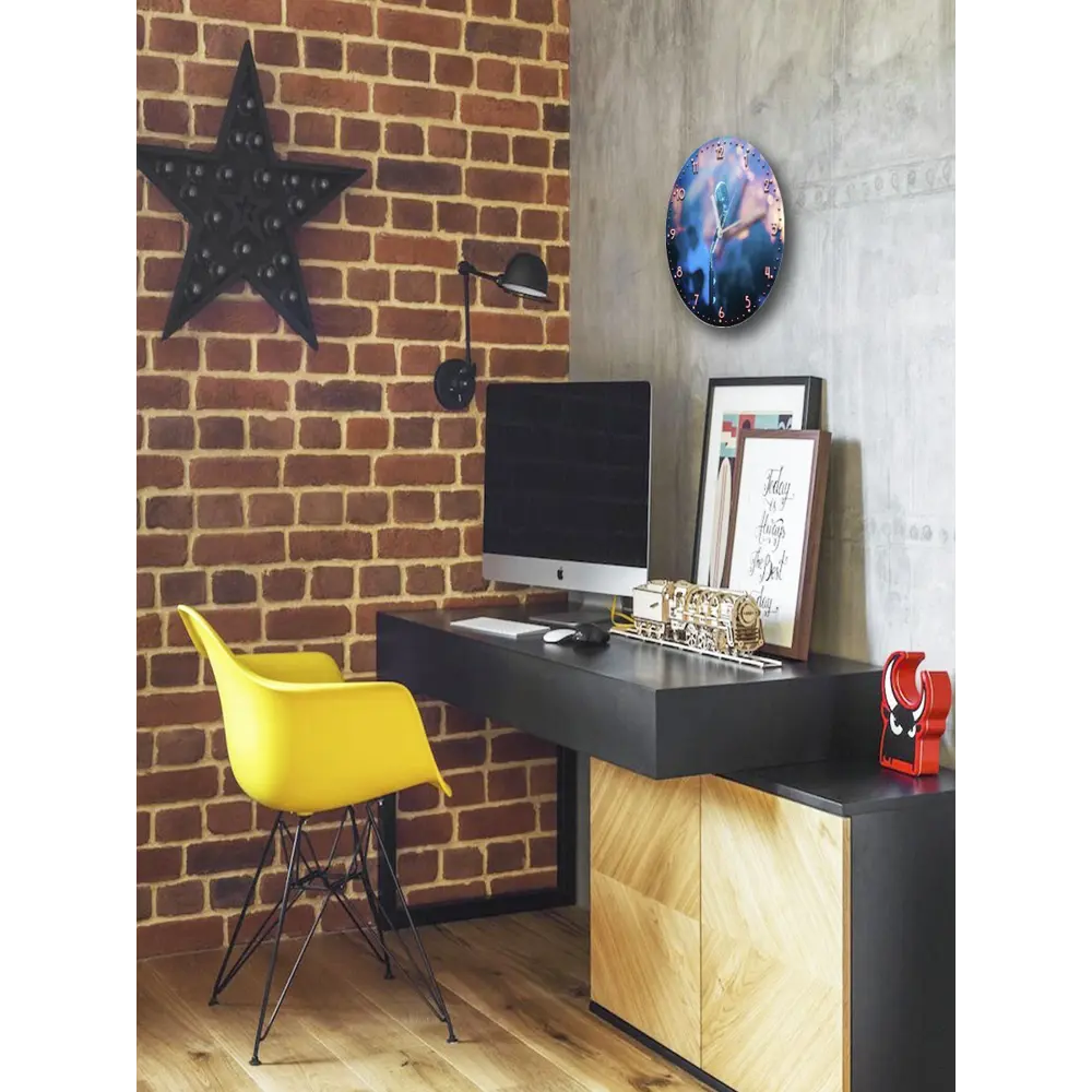 Фото 2 Настенные часы круглые 27 см Бруталити музыка - 2079 цвет черный