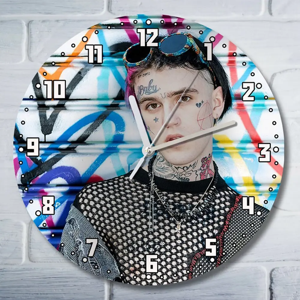 Фото Настенные часы круглые 27 см Бруталити музыка Lil Peep - 3772 цвет черный
