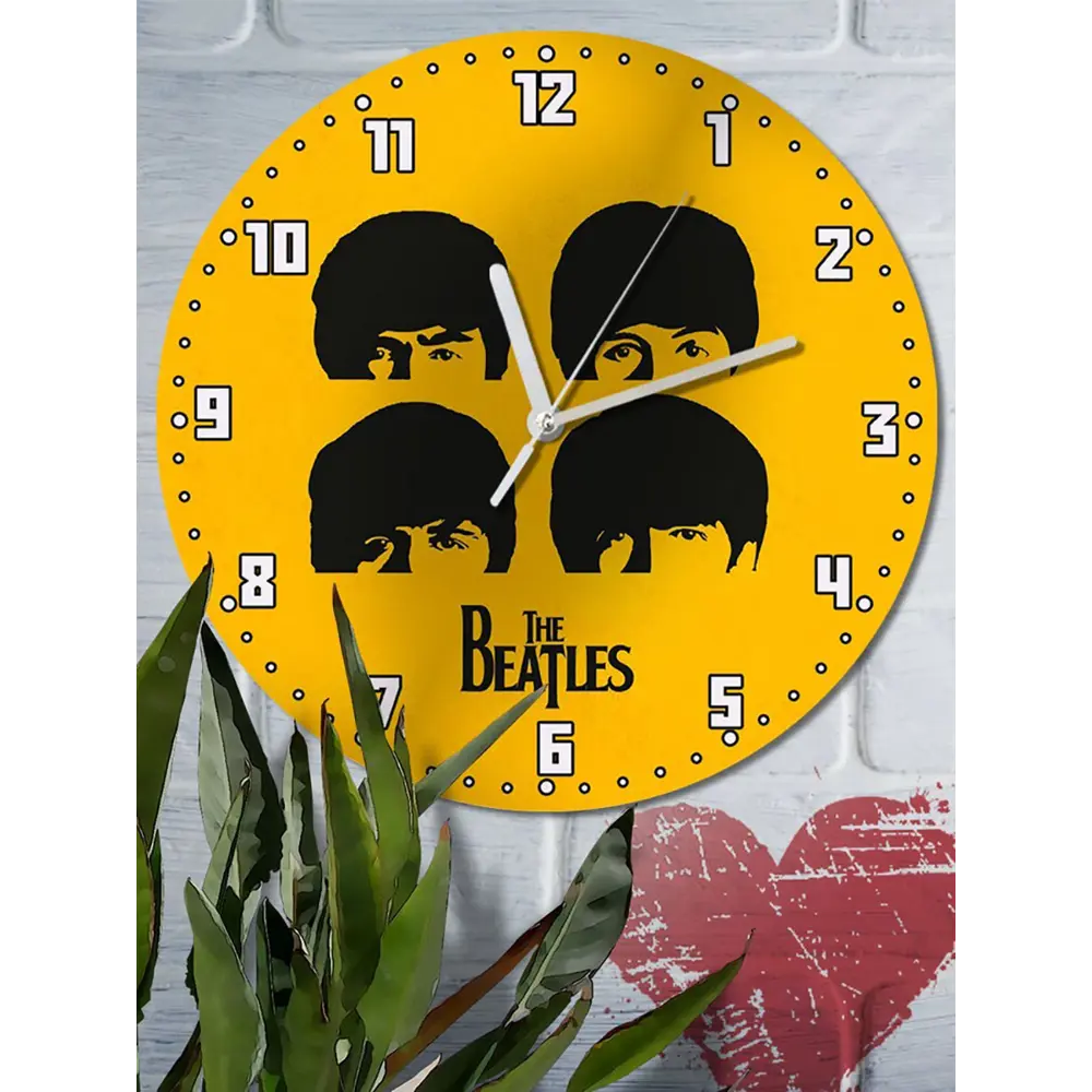 Фото 6 Настенные часы круглые 27 см Бруталити музыка The Beatles - 3709 цвет черный