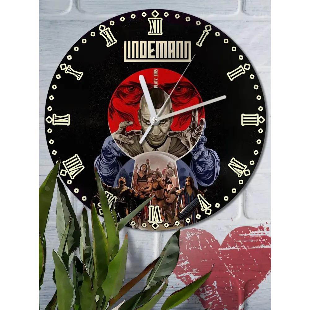 Фото 2 Настенные часы круглые 27 см Бруталити музыка Рамштайн - 1184 цвет черный