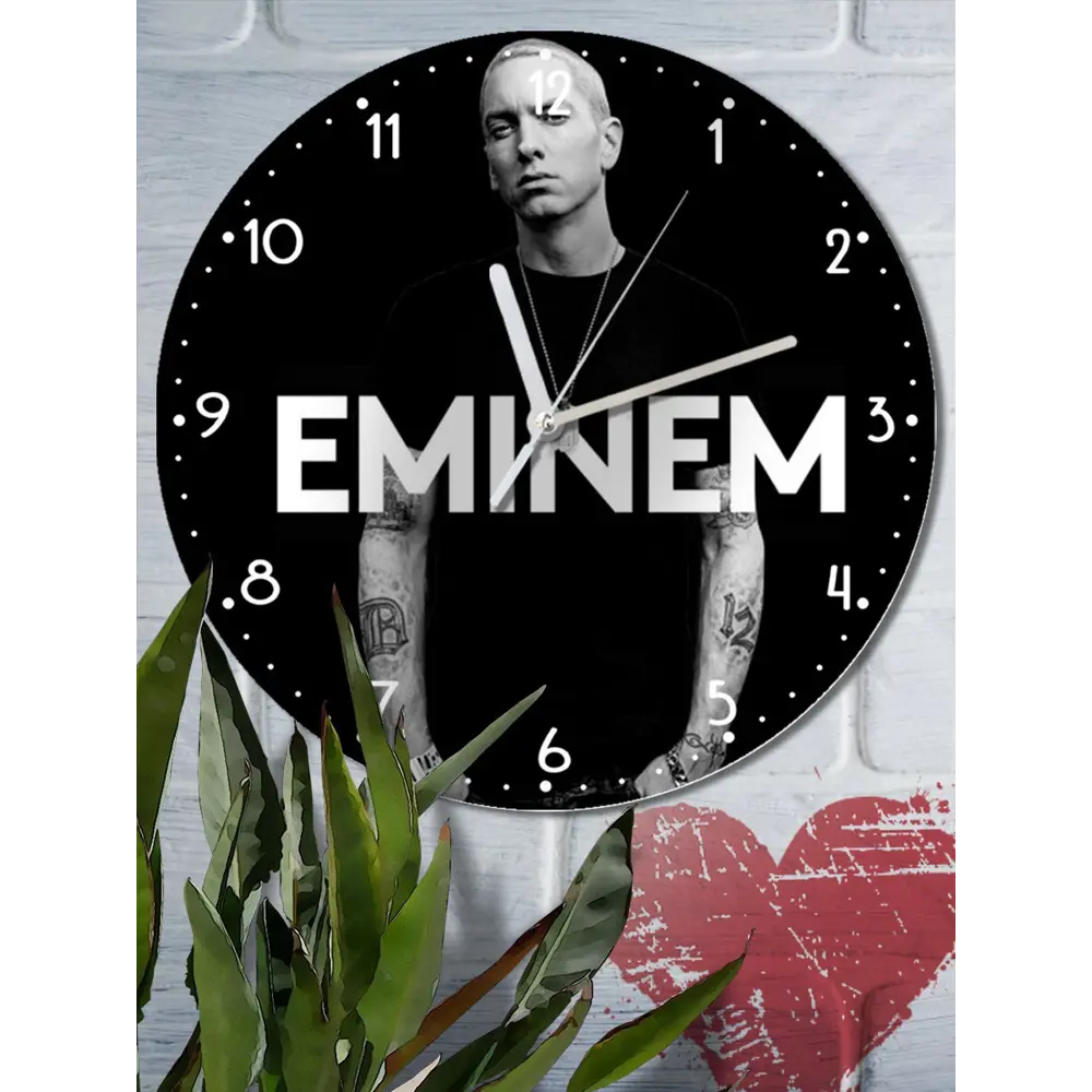 Фото 2 Настенные часы круглые 27 см Бруталити музыка рэп эминем - 3206 цвет черный
