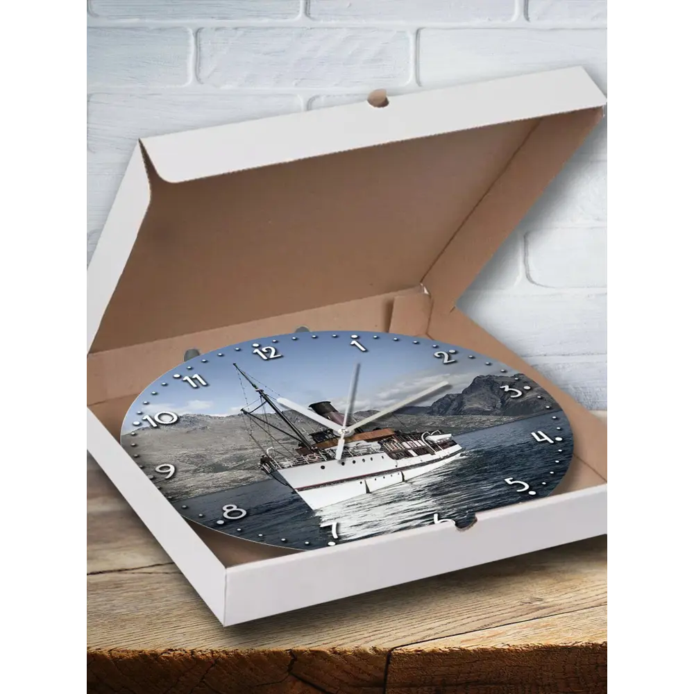 Фото Настенные часы круглые 27 см Бруталити пейзаж - 2118 цвет черный