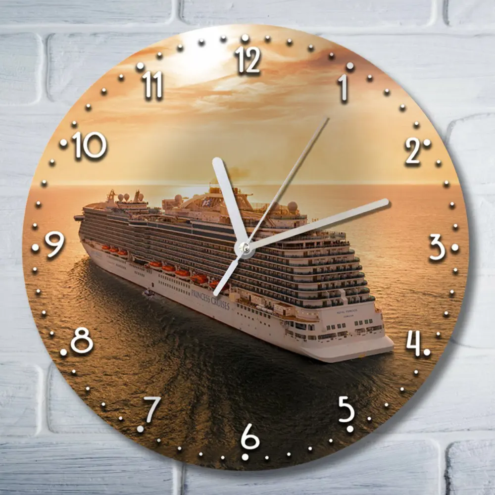 Фото Настенные часы круглые 27 см Бруталити пейзаж - 2129 цвет черный