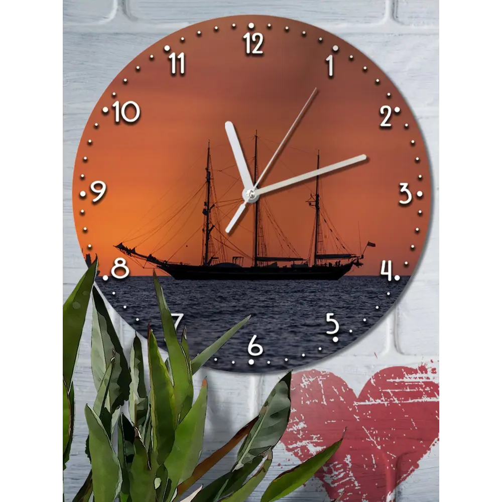 Фото Настенные часы круглые 27 см Бруталити пейзаж - 2132 цвет черный