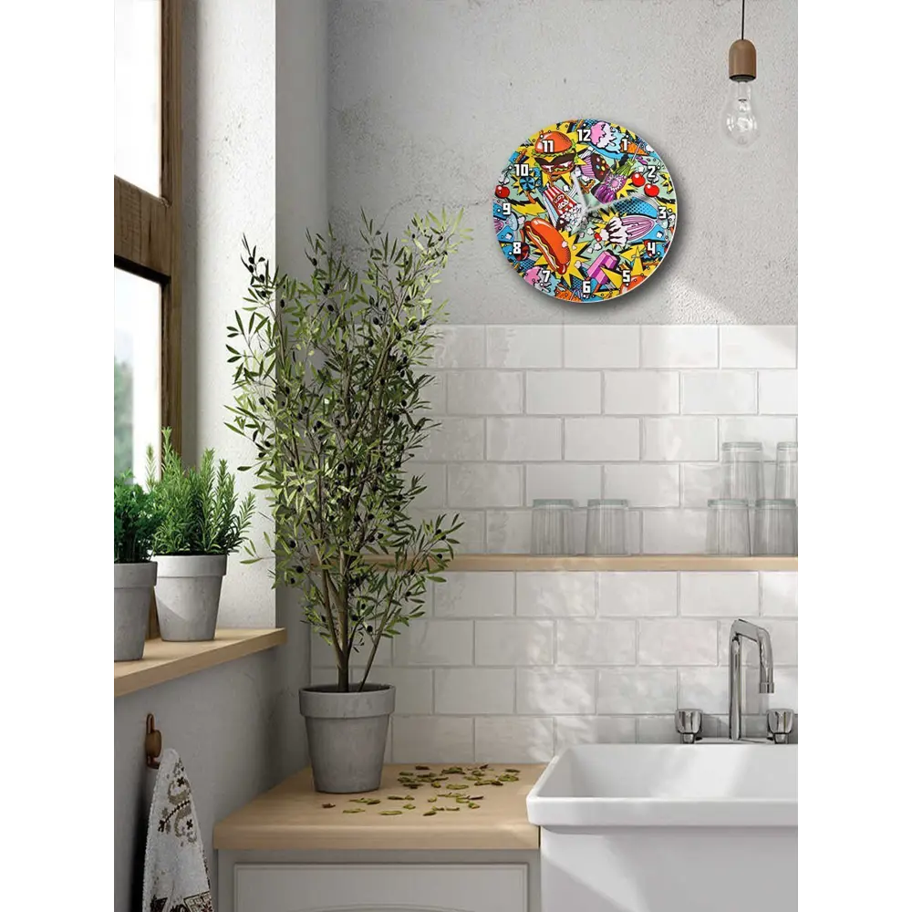 Фото Настенные часы круглые 27 см Бруталити поп-арт - 86 цвет черный