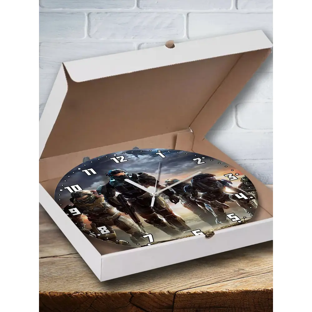 Фото 3 Настенные часы круглые 27 см Бруталити сериалы Halo - 3952 цвет черный