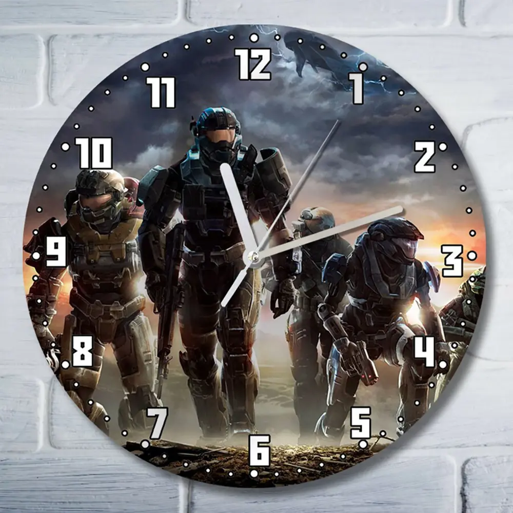 Фото Настенные часы круглые 27 см Бруталити сериалы Halo - 3952 цвет черный