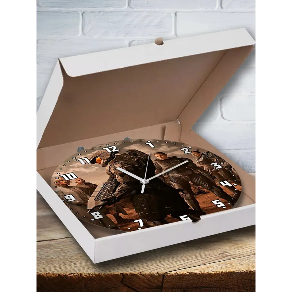 Фото 3 Настенные часы круглые 27 см Бруталити сериалы Halo - 3959 цвет черный