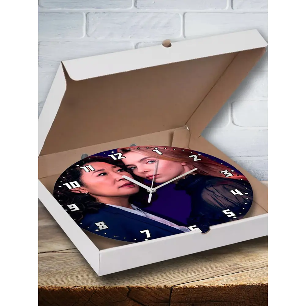 Фото 3 Настенные часы круглые 27 см Бруталити сериалы Killing Eve - 4009 цвет черный