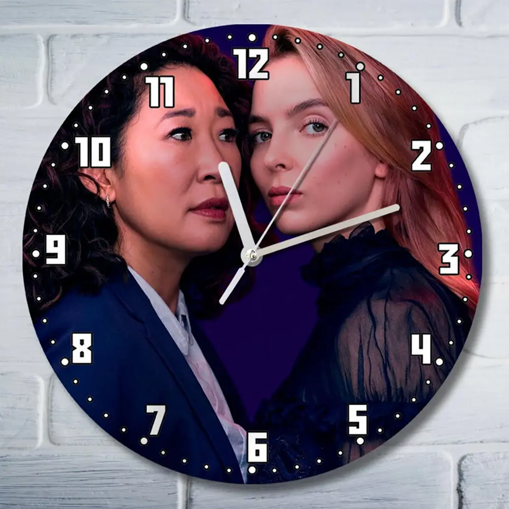 Фото Настенные часы круглые 27 см Бруталити сериалы Killing Eve - 4009 цвет черный