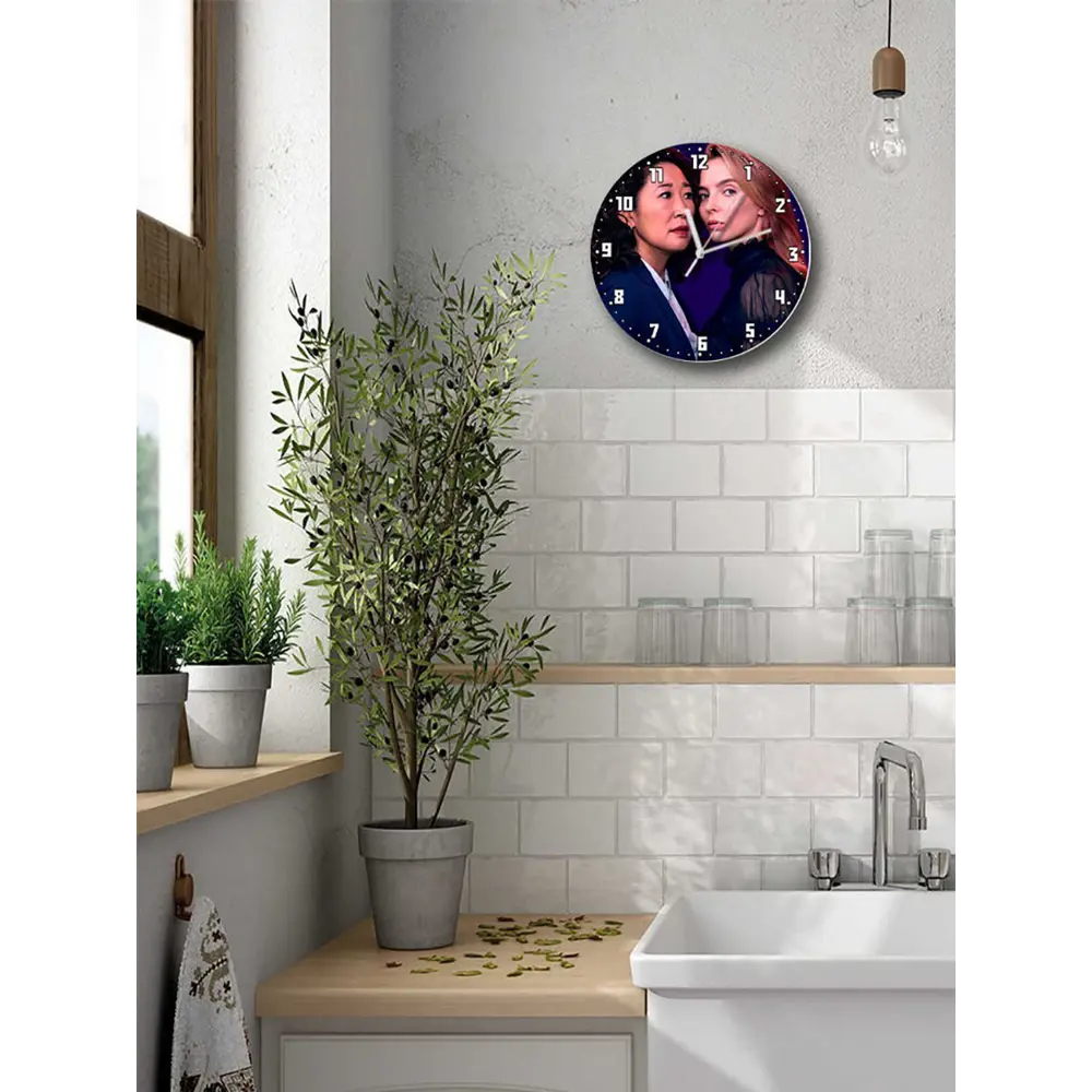 Фото 5 Настенные часы круглые 27 см Бруталити сериалы Killing Eve - 4009 цвет черный