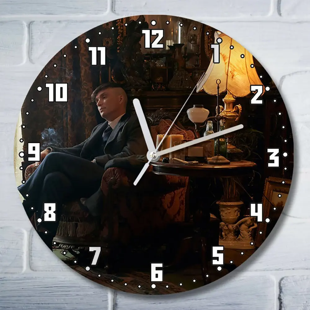 Фото Настенные часы круглые 27 см Бруталити сериалы Peaky Blinders - 4024 цвет черный
