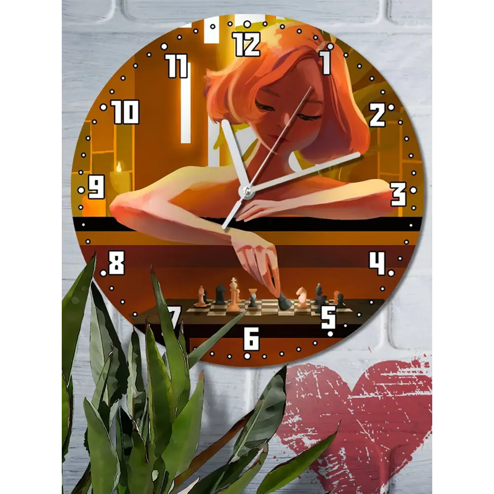 Фото 6 Настенные часы круглые 27 см Бруталити сериалы The Queen's Gambit - 3937 цвет черный