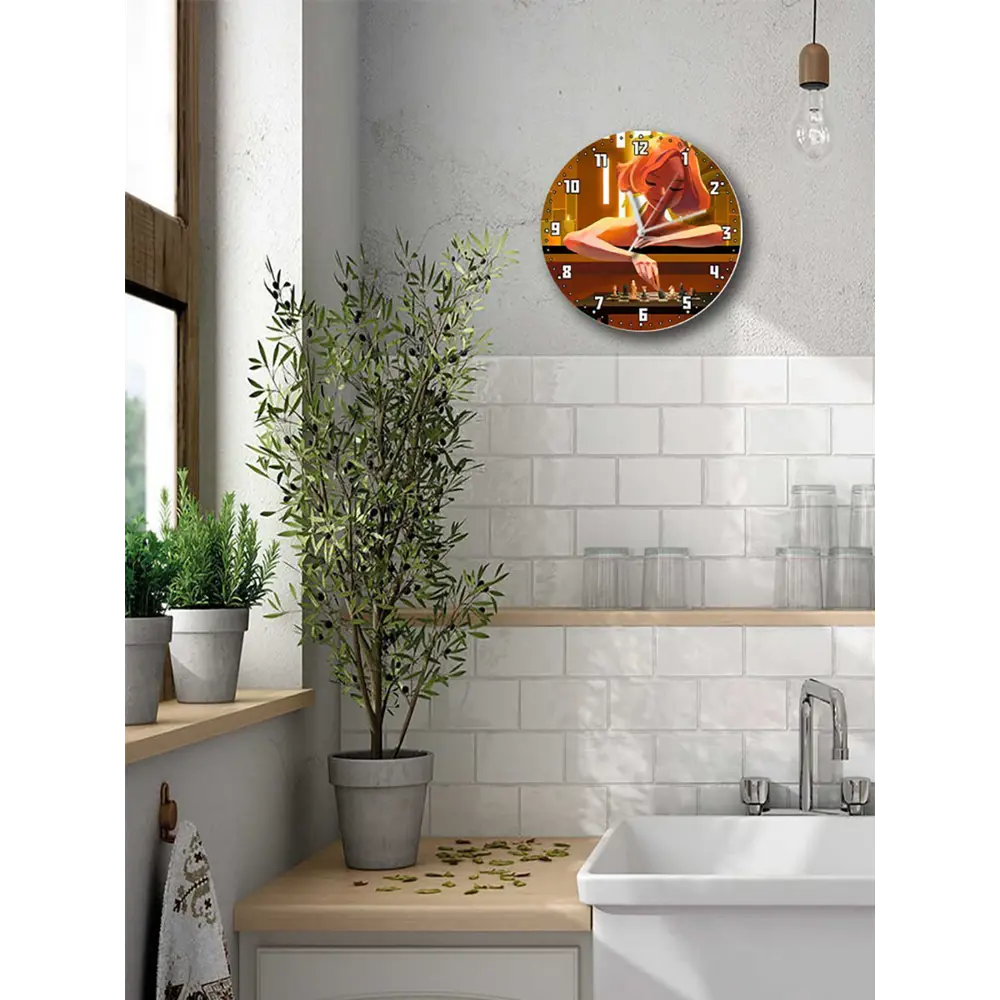 Фото 5 Настенные часы круглые 27 см Бруталити сериалы The Queen's Gambit - 3937 цвет черный