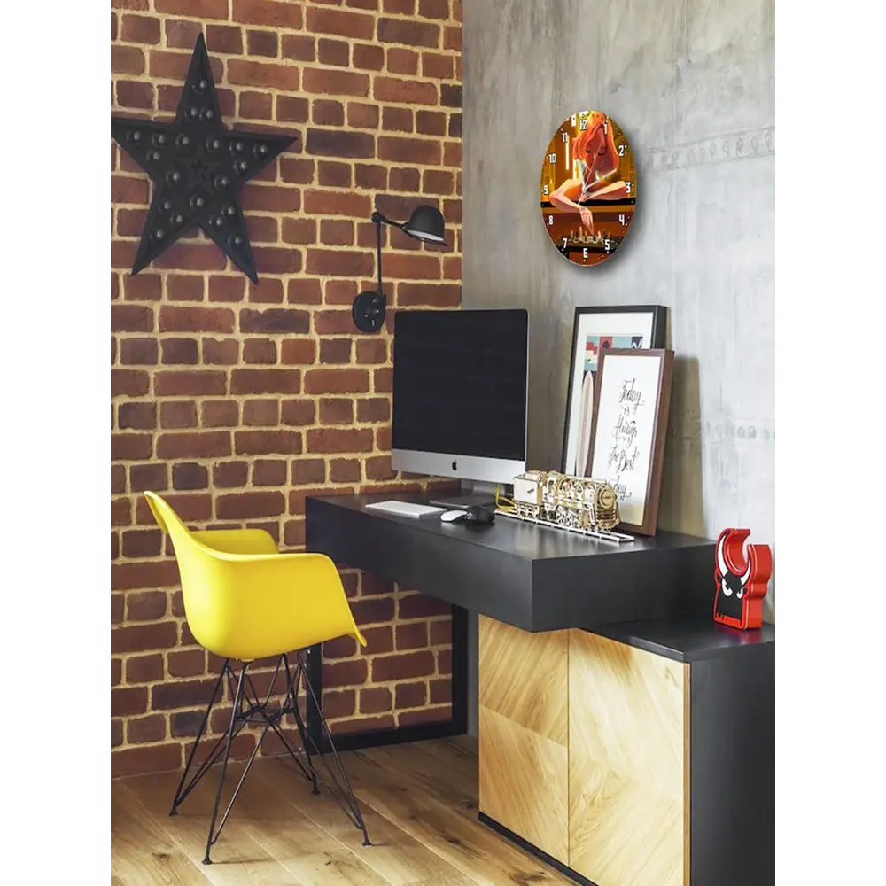 Фото 4 Настенные часы круглые 27 см Бруталити сериалы The Queen's Gambit - 3937 цвет черный