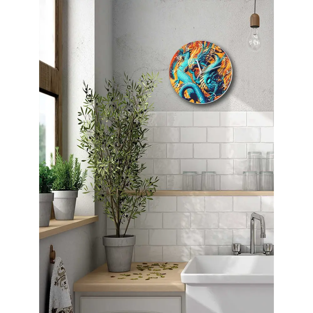 Фото 2 Настенные часы круглые 27 см Бруталити фэнтези дракон - 3120 цвет черный