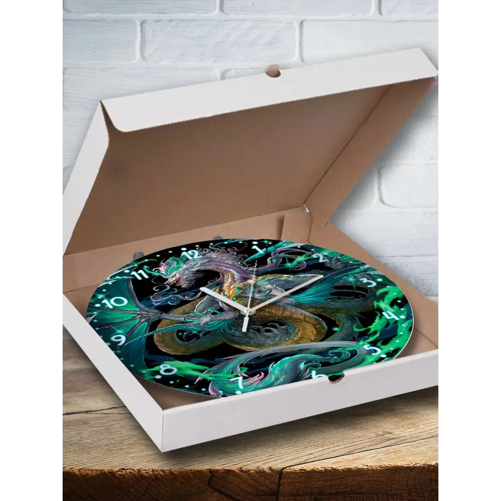 Фото Настенные часы круглые 27 см Бруталити фэнтези дракон - 3130 цвет черный