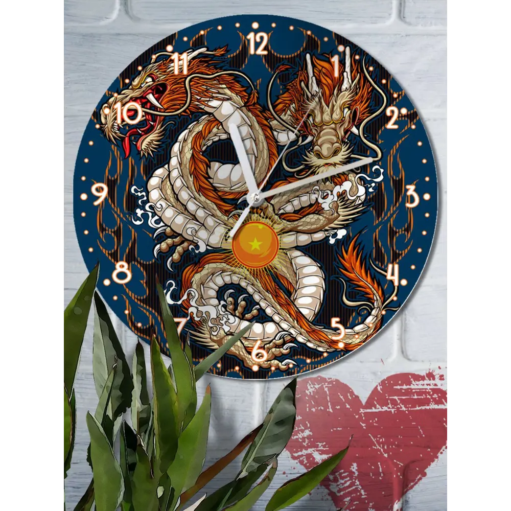 Фото 2 Настенные часы круглые 27 см Бруталити фэнтези дракон - 3166 цвет черный