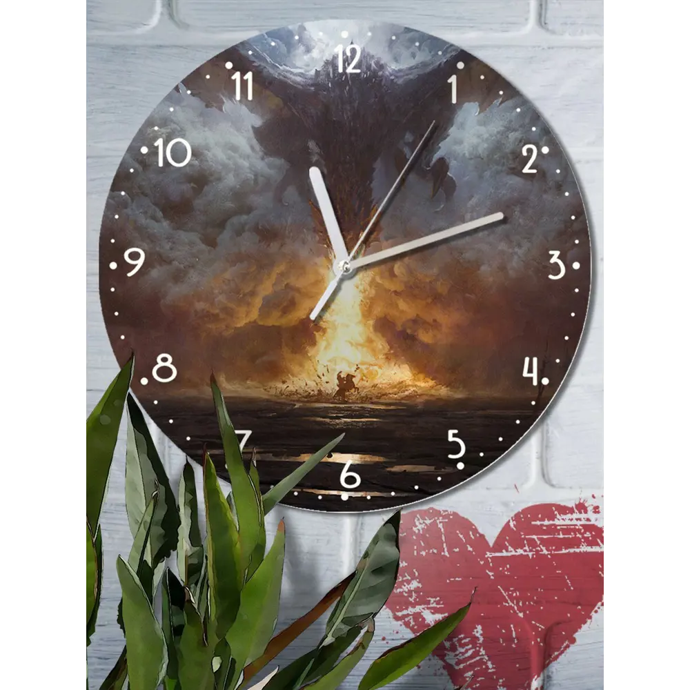 Фото 2 Настенные часы круглые 27 см Бруталити фэнтези дракон - 3214 цвет черный
