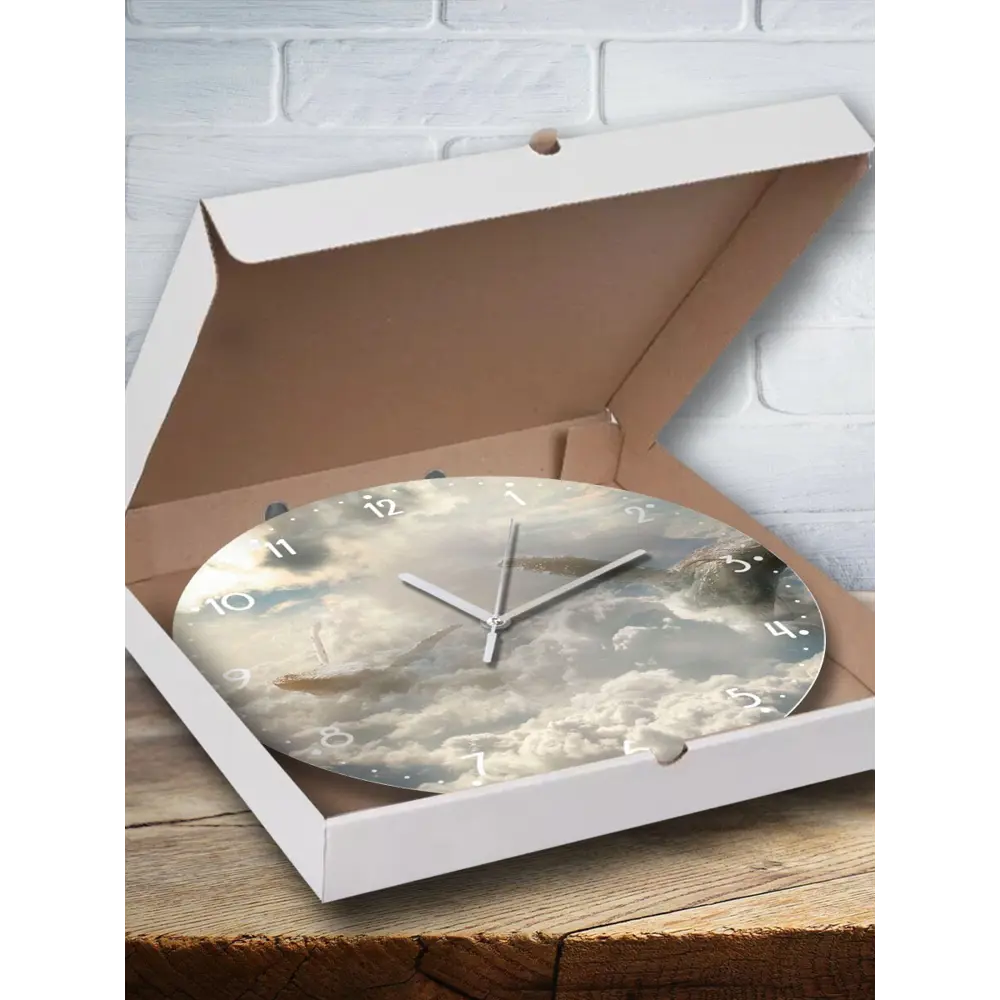 Фото Настенные часы круглые 27 см Бруталити фэнтези дракон небо - 3159 цвет черный