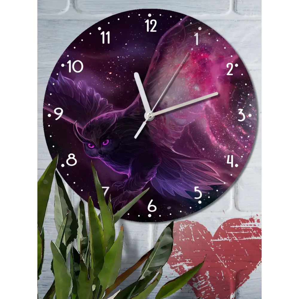 Фото 2 Настенные часы круглые 27 см Бруталити фэнтези животные птицы сова - 3050 цвет черный