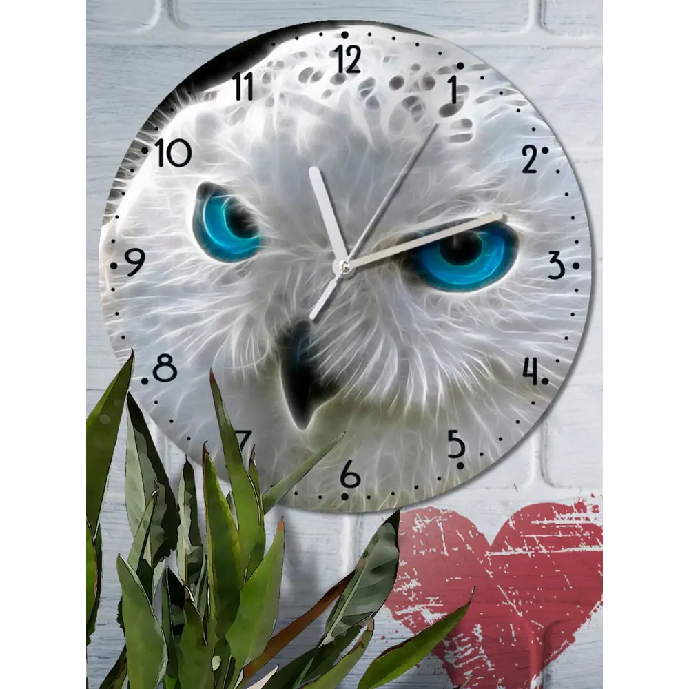 Фото Настенные часы круглые 27 см Бруталити фэнтези животные птицы сова - 3042 цвет черный