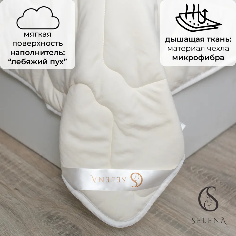 Фото 2 Одеяло облегченное Selena Crinkle line 140x205 см иск.лебяжий пух бежевый Фото 2 Одеяло облегченное Selena Crinkle line 140x205 см иск.лебяжий пух бежевый