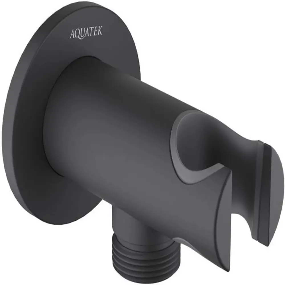 Фото Шланговое подсоединение с держателем Aquatek матовый черный AQ2460MB d 1/2 Фото Шланговое подсоединение с держателем Aquatek матовый черный AQ2460MB d 1/2