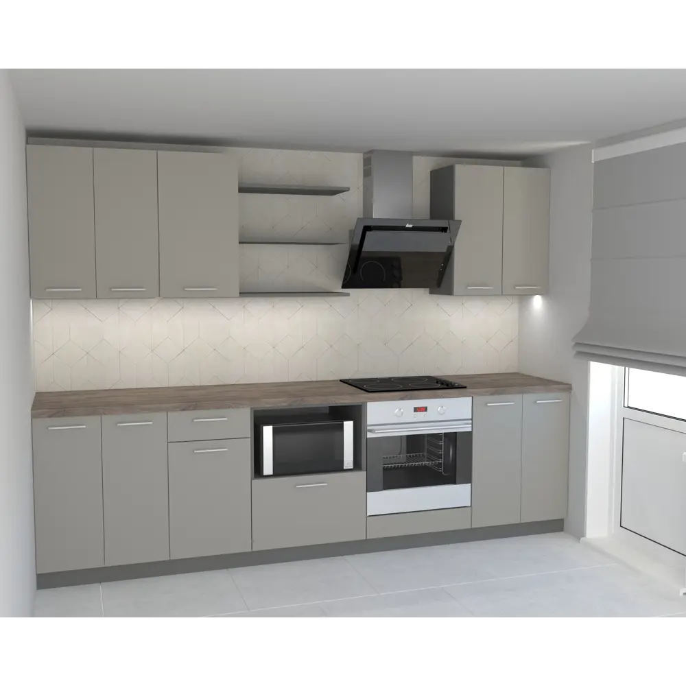 Фото Кухонный гарнитур Vision Кухонный гарнитур 280x72x60 см ЛДСП цвет серый Фото Кухонный гарнитур Vision Кухонный гарнитур 280x72x60 см ЛДСП цвет серый