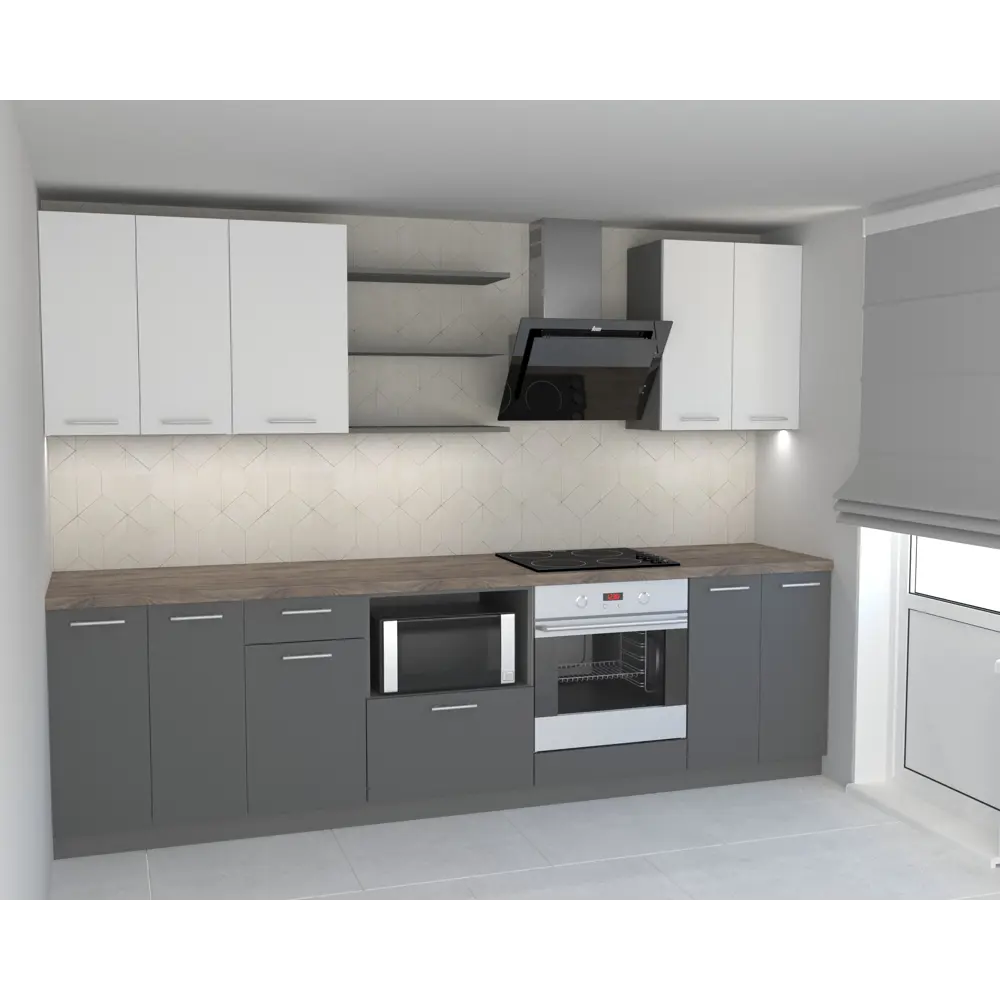 Фото Кухонный гарнитур Vision Кухонный гарнитур 280x72x60 см ЛДСП цвет серый/белый Фото Кухонный гарнитур Vision Кухонный гарнитур 280x72x60 см ЛДСП цвет серый/белый