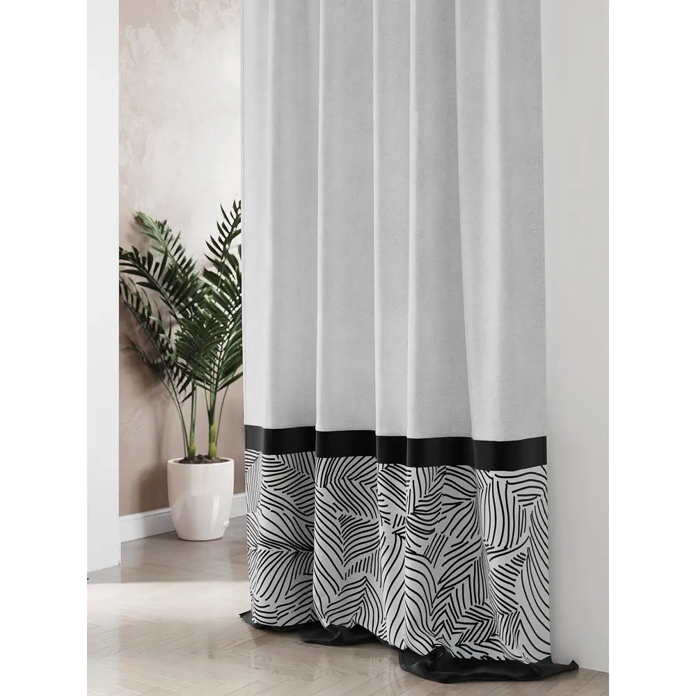 Фото 3 Комплект штор на ленте At Home Олгвент 150x280 см репс цвет серый/черный AA539024