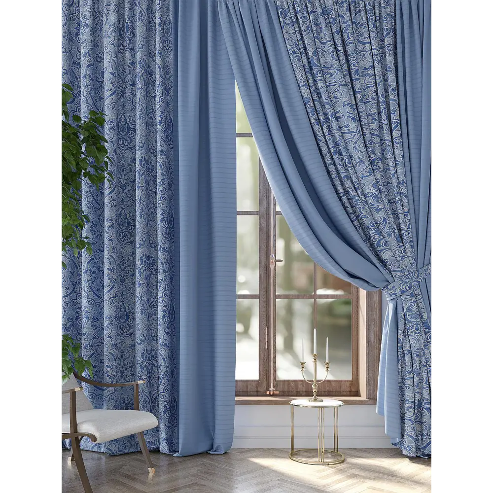 Фото Комплект штор на ленте At Home Блормари 300x320 см блэкаут цвет голубой AA964068 Фото Комплект штор на ленте At Home Блормари 300x320 см блэкаут цвет голубой AA964068