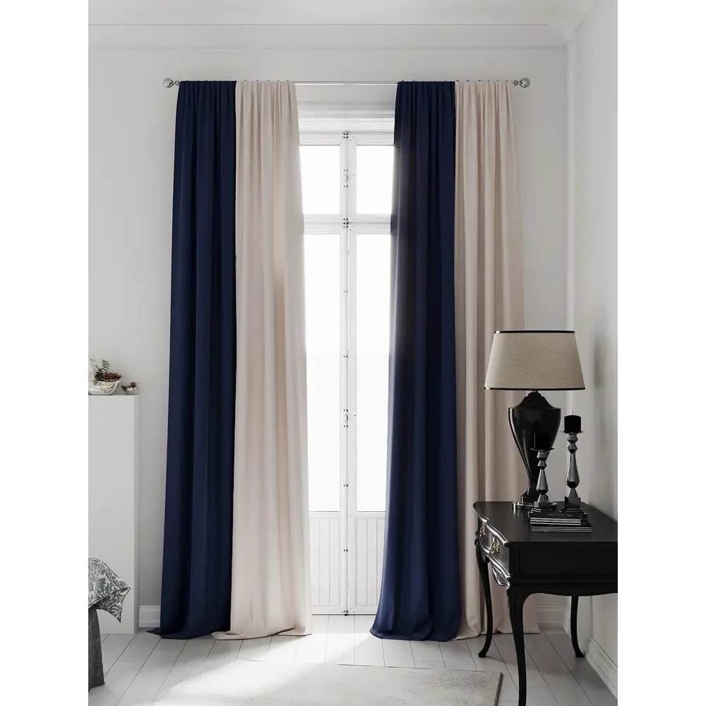 Фото 2 Комплект штор на ленте At Home Нобиус 145x250 см полиэстер цвет синий/голубой AA213513-250 Фото 2 Комплект штор на ленте At Home Нобиус 145x250 см полиэстер цвет синий/голубой AA213513-250
