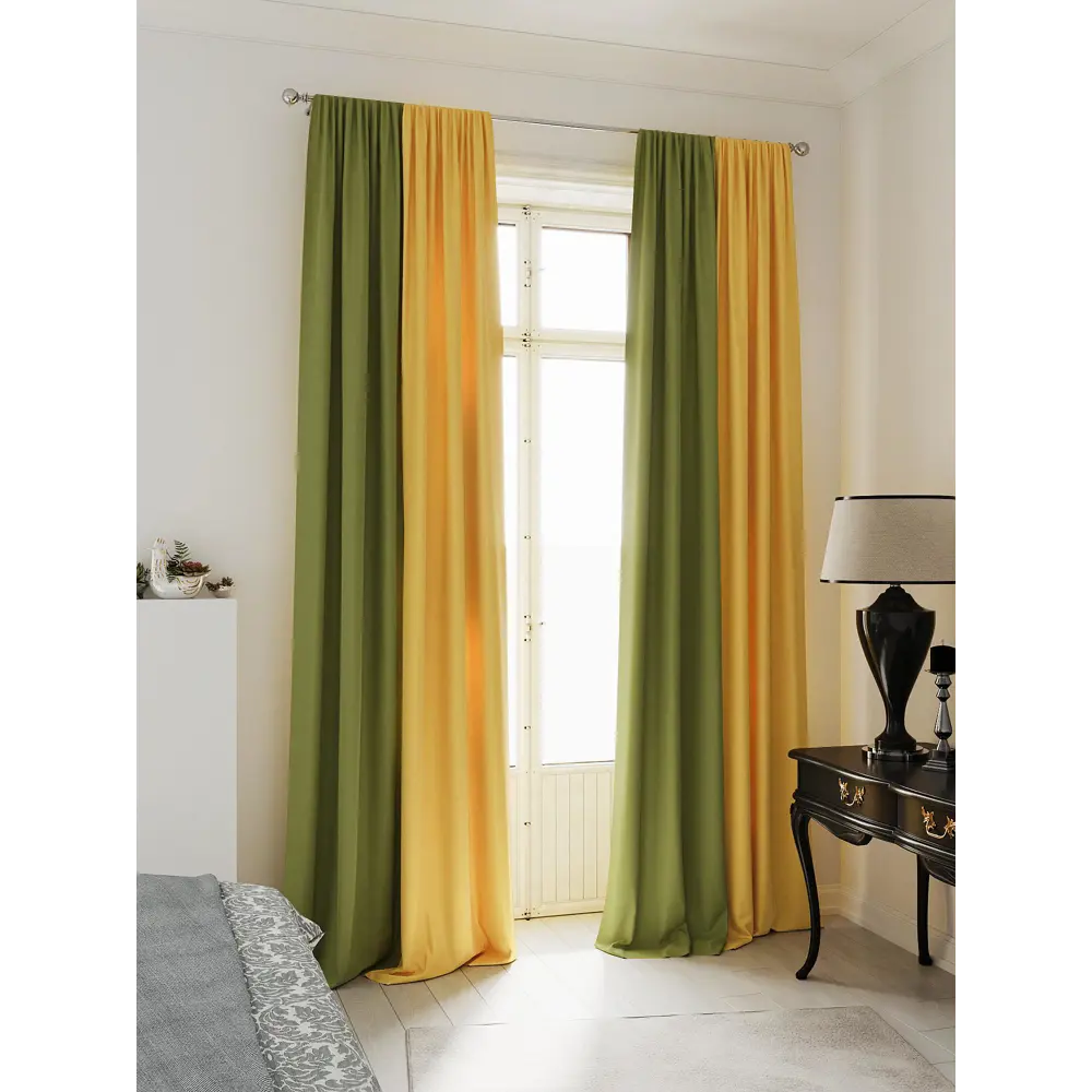 Фото 3 Комплект штор на ленте At Home Нобиус 145x340 см полиэстер цвет желтый AA213529-340 Фото 3 Комплект штор на ленте At Home Нобиус 145x340 см полиэстер цвет желтый AA213529-340