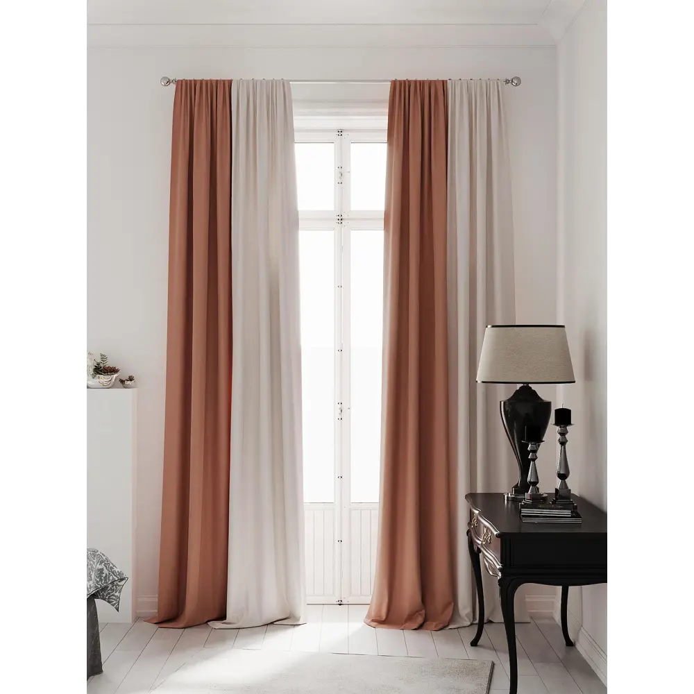 Фото 2 Комплект штор на ленте At Home Нобиус 145x270 см полиэстер цвет оранжевый AA213521-270 Фото 2 Комплект штор на ленте At Home Нобиус 145x270 см полиэстер цвет оранжевый AA213521-270