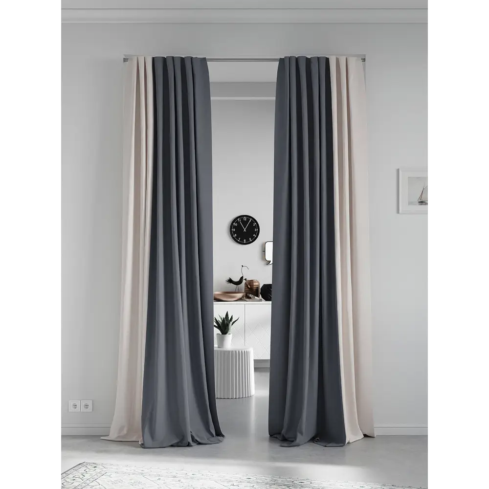 Фото 2 Комплект штор на ленте At Home Нобиус 145x230 см полиэстер цвет серый AA213621-230 Фото 2 Комплект штор на ленте At Home Нобиус 145x230 см полиэстер цвет серый AA213621-230