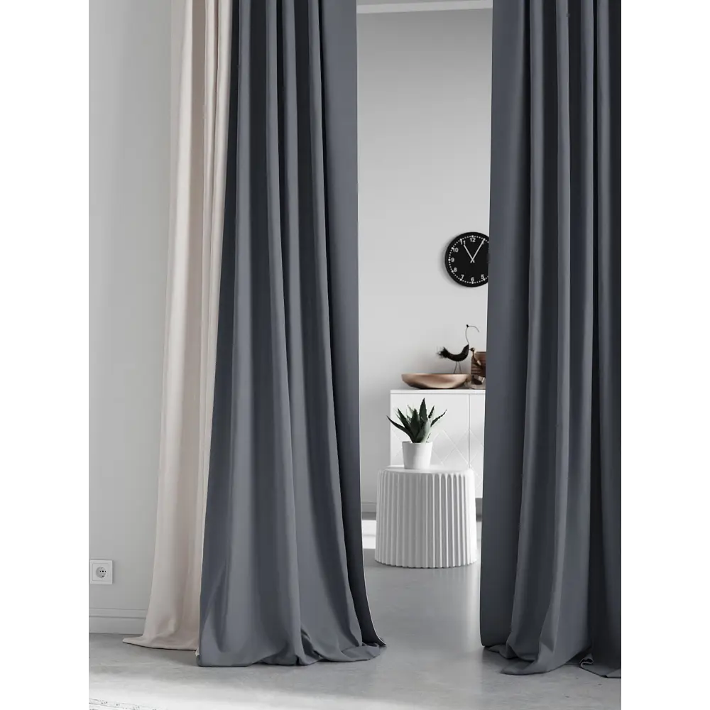 Фото 3 Комплект штор на ленте At Home Нобиус 145x230 см полиэстер цвет серый AA213621-230 Фото 3 Комплект штор на ленте At Home Нобиус 145x230 см полиэстер цвет серый AA213621-230