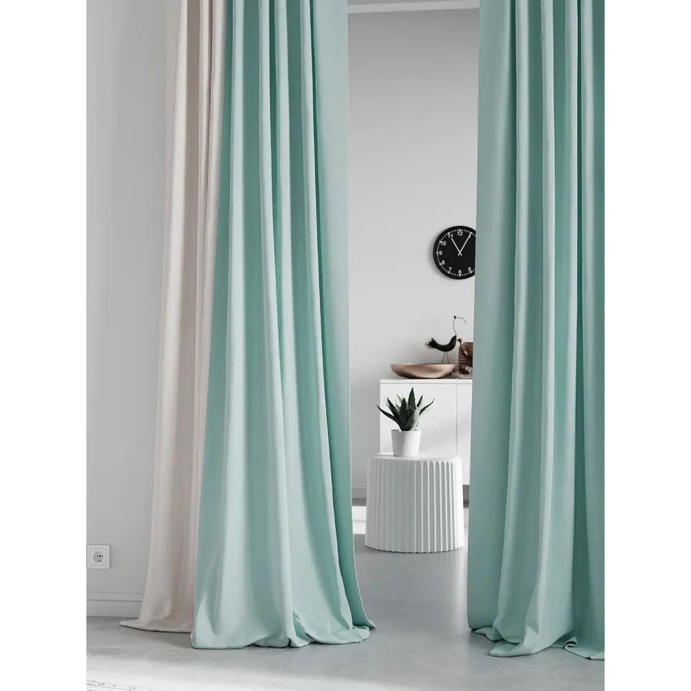 Фото 3 Комплект штор на ленте At Home Нобиус 145x340 см полиэстер цвет бирюзовый AA213623-340