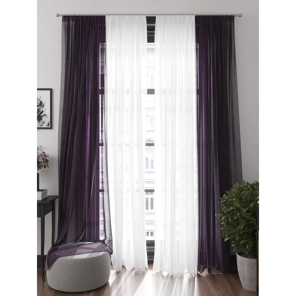 Фото 3 Тюль на ленте At Home Хлои 200x280 см вуаль цвет фиолетовый AA123112-280 Фото 3 Тюль на ленте At Home Хлои 200x280 см вуаль цвет фиолетовый AA123112-280