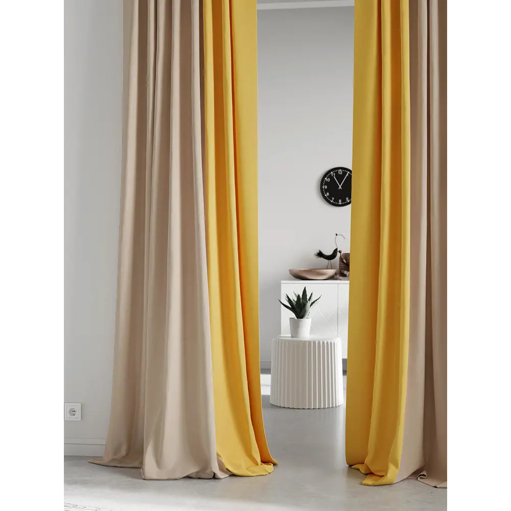 Фото 3 Комплект штор на ленте At Home Нобиус 145x340 см полиэстер цвет желтый AA213605-340