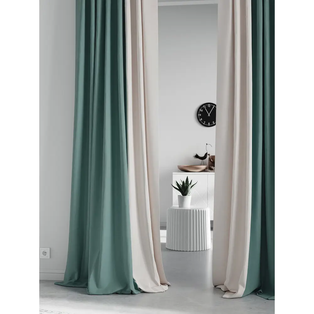 Фото 3 Комплект штор на ленте At Home Нобиус 145x340 см полиэстер цвет бирюзовый AA213596-340