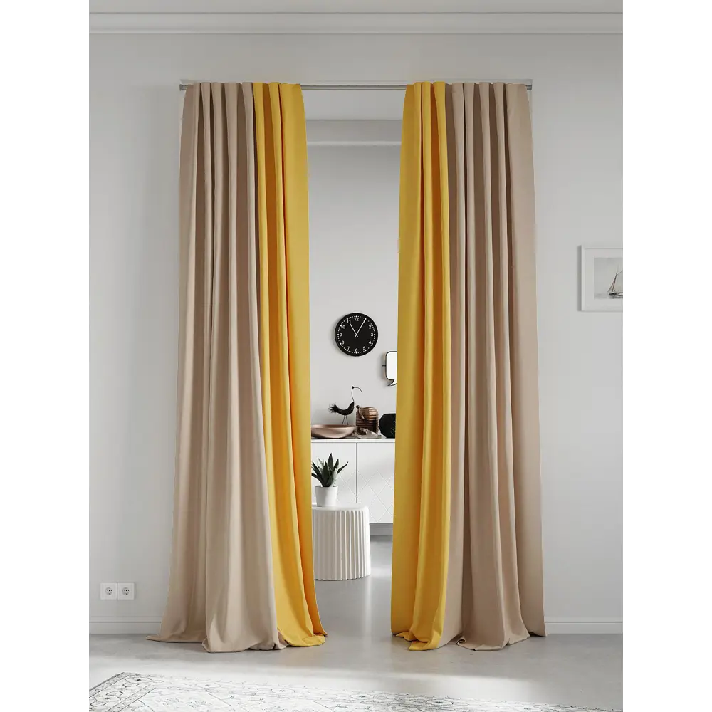 Фото 2 Комплект штор на ленте At Home Нобиус 145x340 см полиэстер цвет желтый AA213605-340