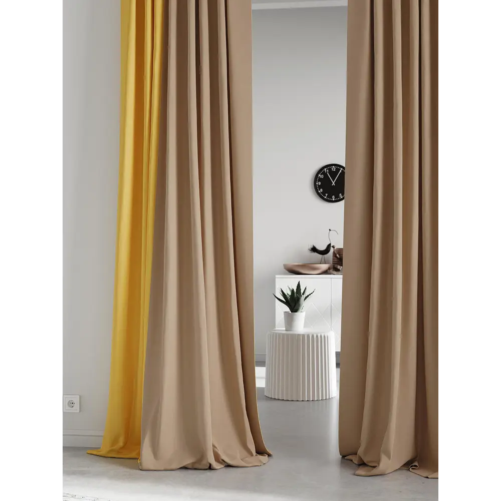 Фото 3 Комплект штор на ленте At Home Нобиус 145x320 см полиэстер цвет желтый AA213632-320