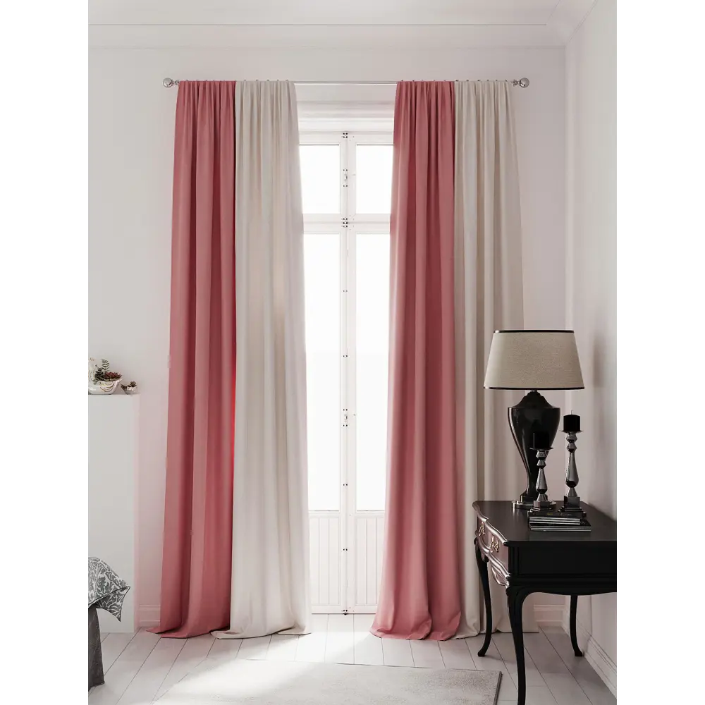 Фото 2 Комплект штор на ленте At Home Нобиус 145x260 см полиэстер цвет розовый/фиолетовый AA213520-260