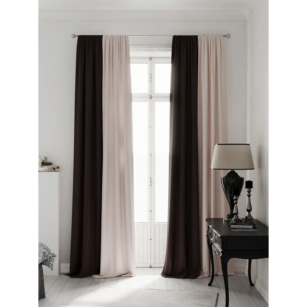 Фото 2 Комплект штор на ленте At Home Нобиус 145x290 см полиэстер цвет бежевый AA213525-290 Фото 2 Комплект штор на ленте At Home Нобиус 145x290 см полиэстер цвет бежевый AA213525-290